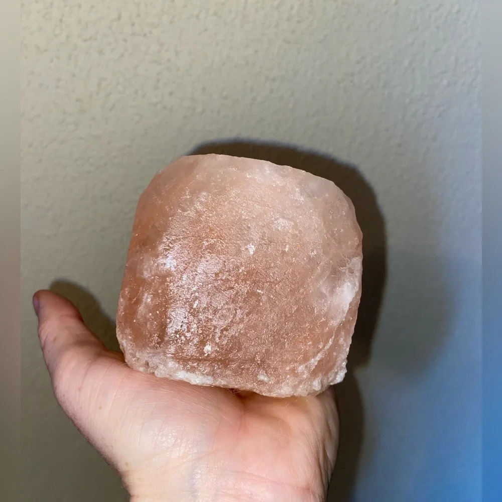 Pink Himalayan Salt Block Tea Light Holder - Picture 3 of 3